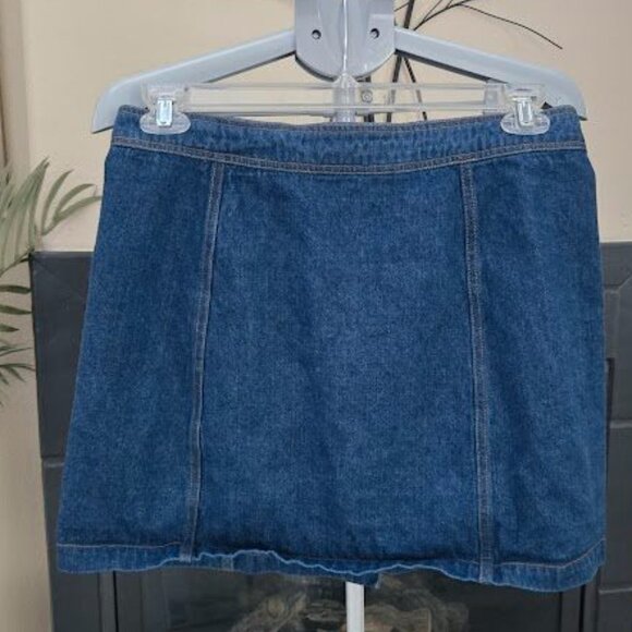 NWOT Sans Souci sz Jr XL button up denim blue mini skirt - Picture 2 of 3